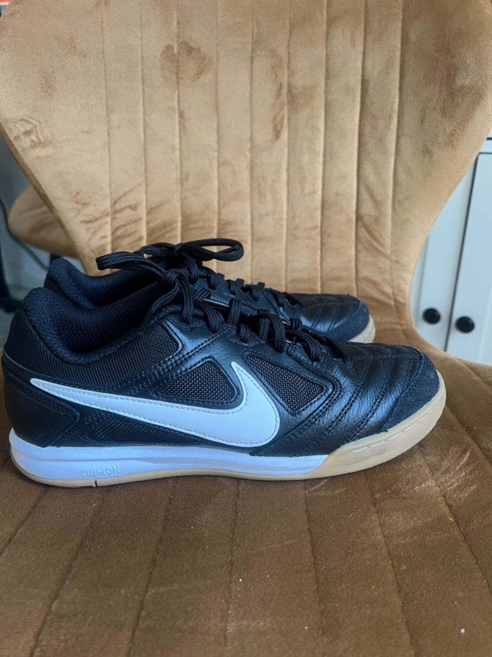 Nike Black Sneakers with White Swoosh and Gum Outsole